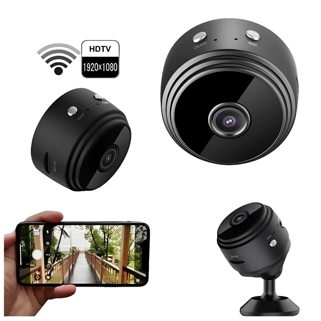 Câmera A9 Mini HD Sensor De Presença WI FI 110v Grava Em Cartão de Memória Com Suporte Para Encaixe
