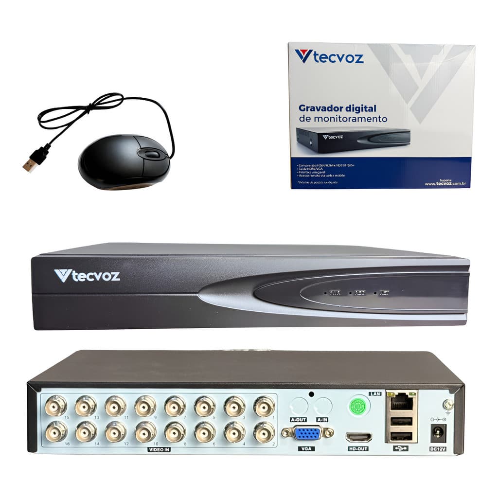 Dvr 16 Canais Gravador Seguranca Full Hd 1080p Tecvoz Bivolt