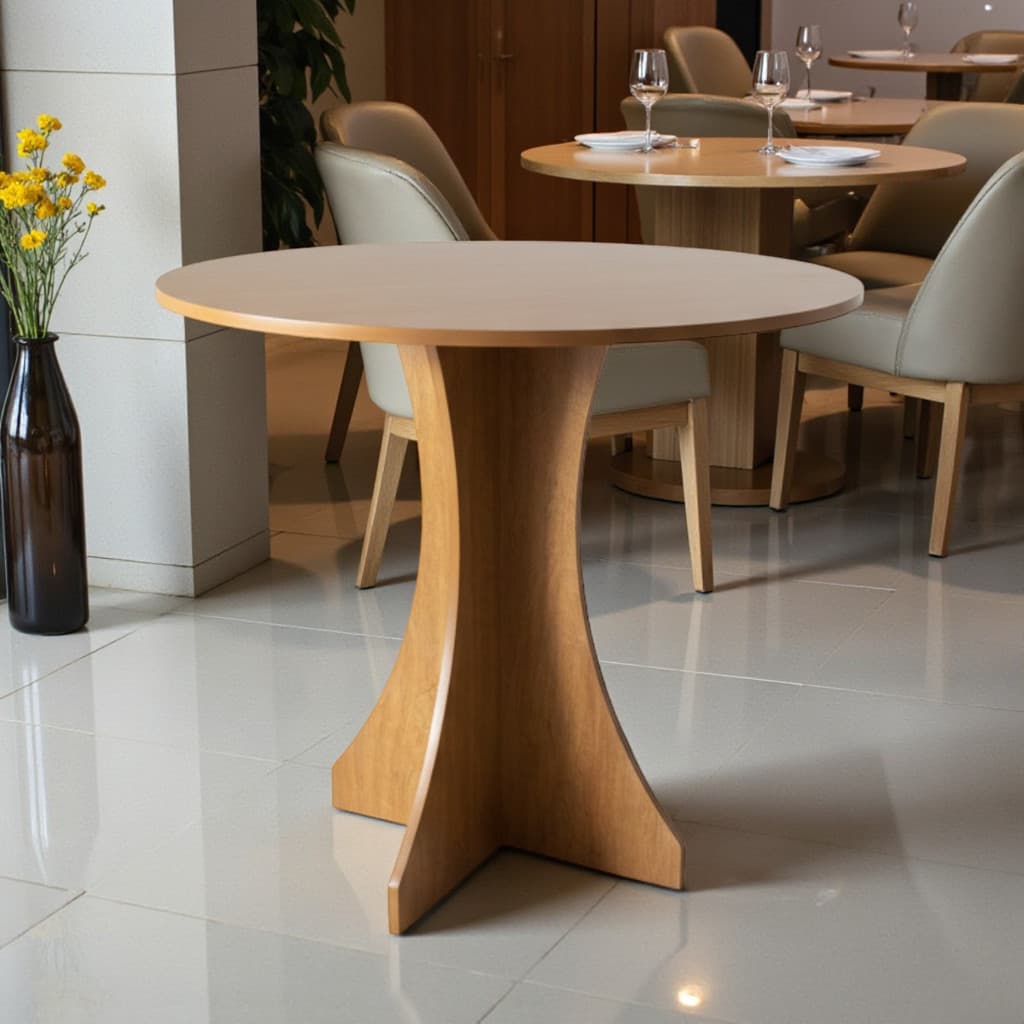 Mesa De Jantar Redonda Cozinha Sala De Jantar Tampo Mdf 80cm