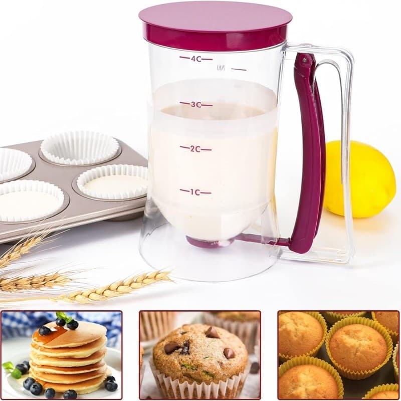 Jarra Medidora 900ml para Massas de Cupcake, Crepe, Waffle e Bolo