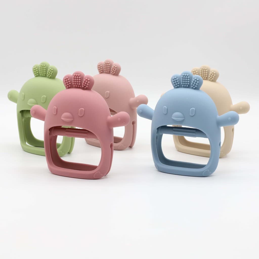 Chupeta de Silicone Mordedor para Bebês em formato de galinha, atóxica, fácil de segurar e limpar Alívio Dentição Bebê
