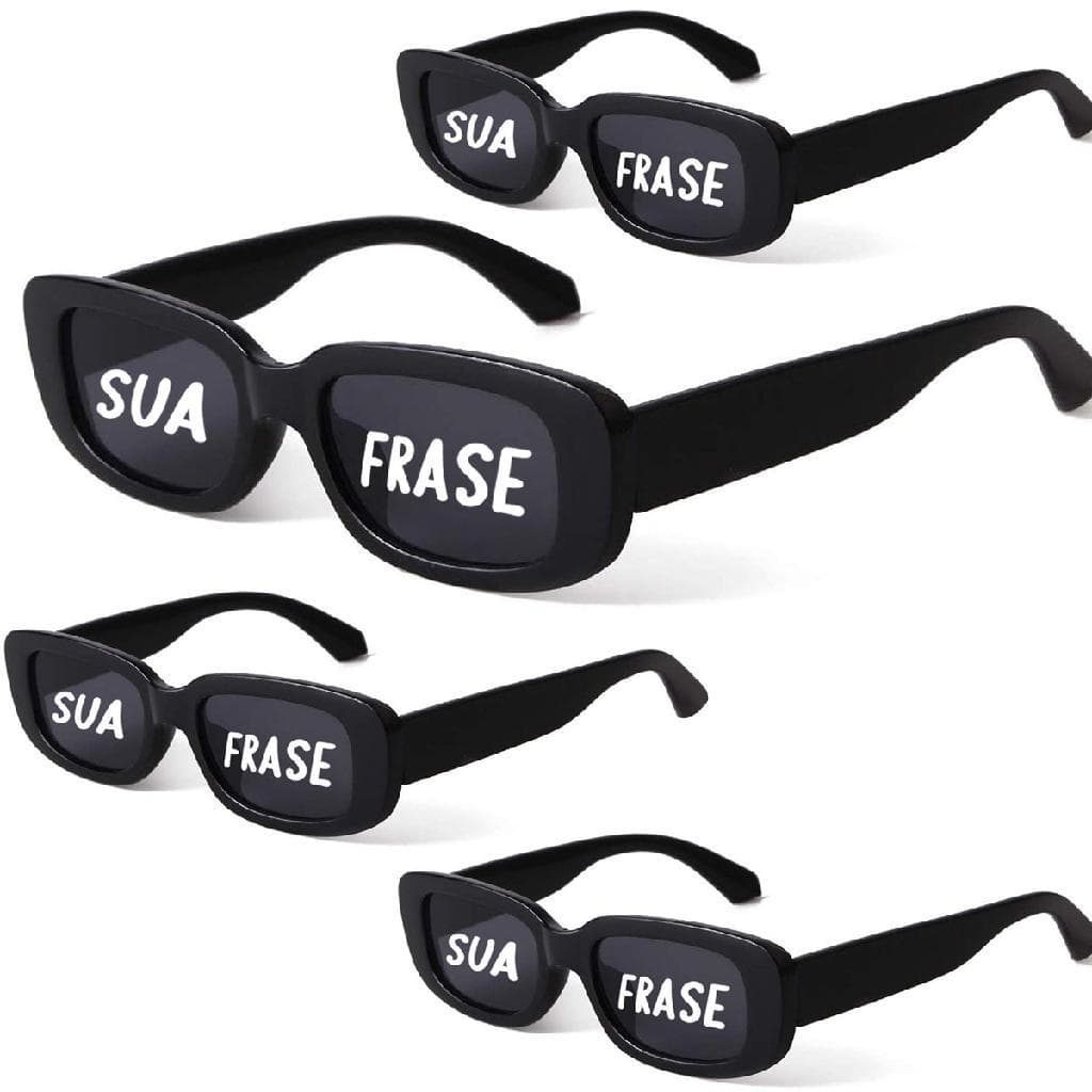 4 Óculos Sua Frase Retro Black Festa Balada Evento Anos 80