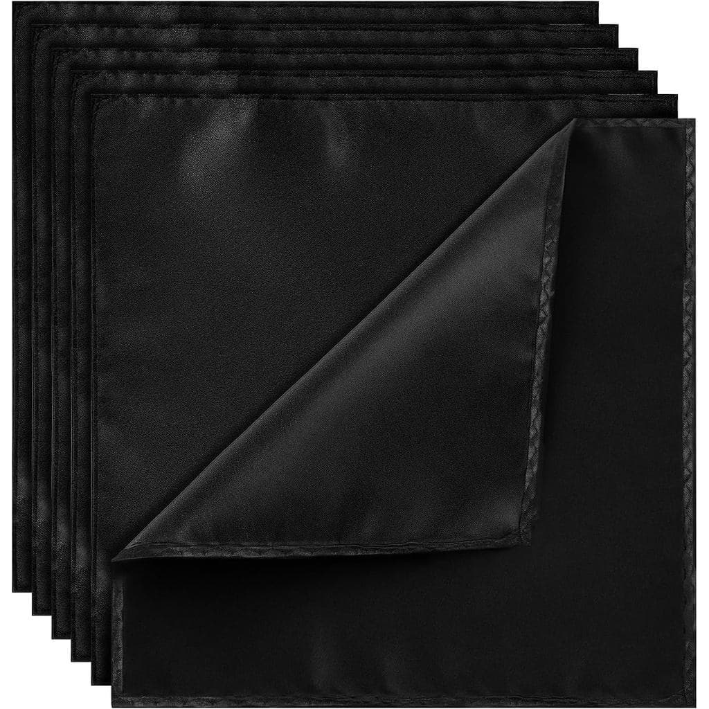 Lenços de Bolso para Homens, 6 Peças de Lenços Pretos de Seda Sólida para Homens, para Terno, Festa, Uso Diário, Present