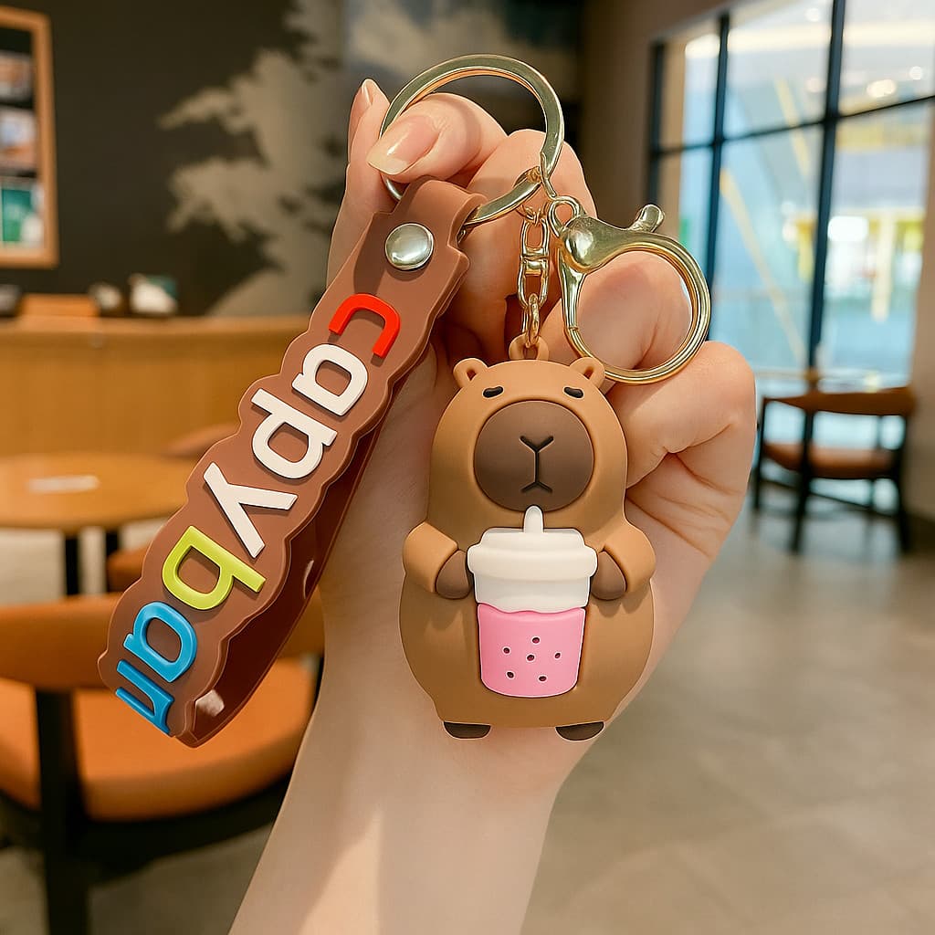 Capivaras Chaveiro Capybara Fofas emborrachada pingente de mochila bolsa chave linha premium