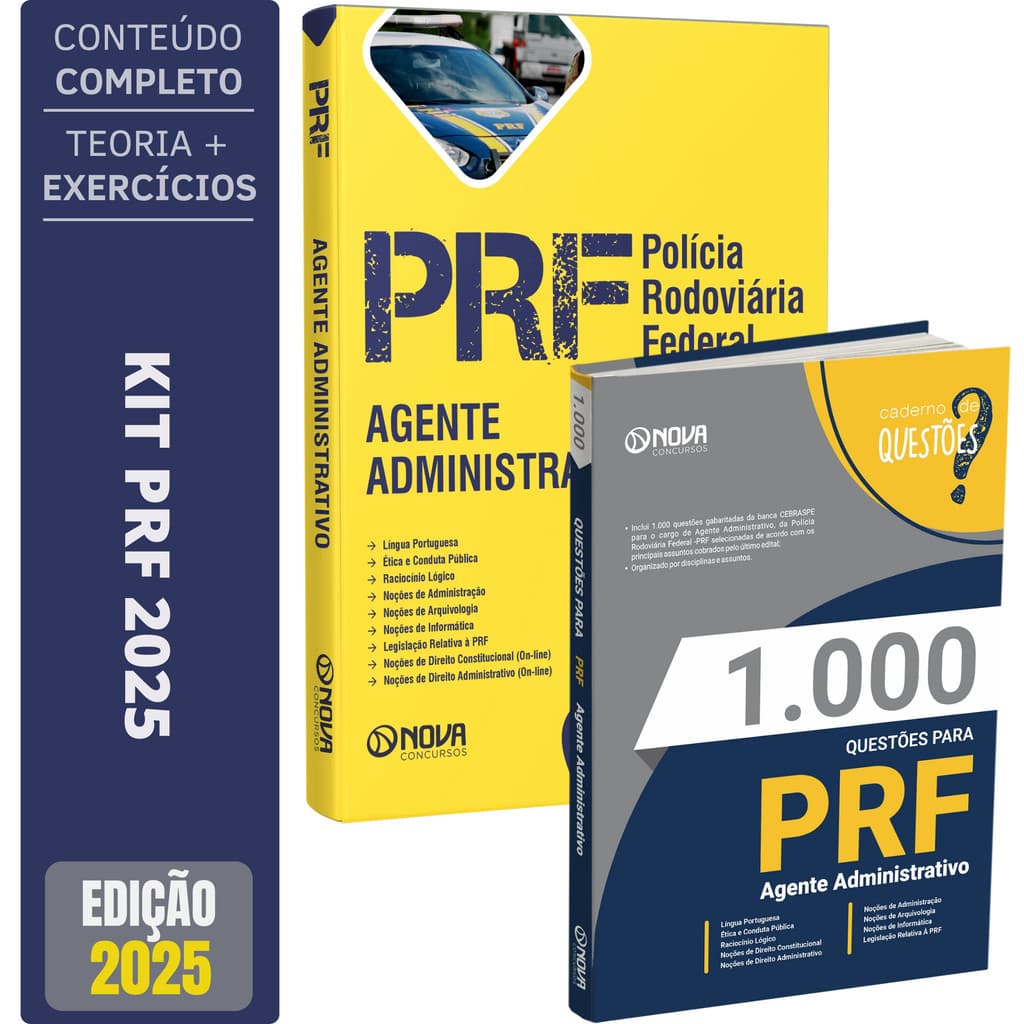Kit Apostila PRF - Agente Administrativo + 1000 Questões