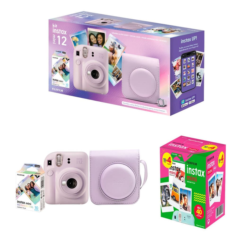 Câmera Fujifilm Instax Mini 12 Kit + Bolsa + Filme 40 Fotos