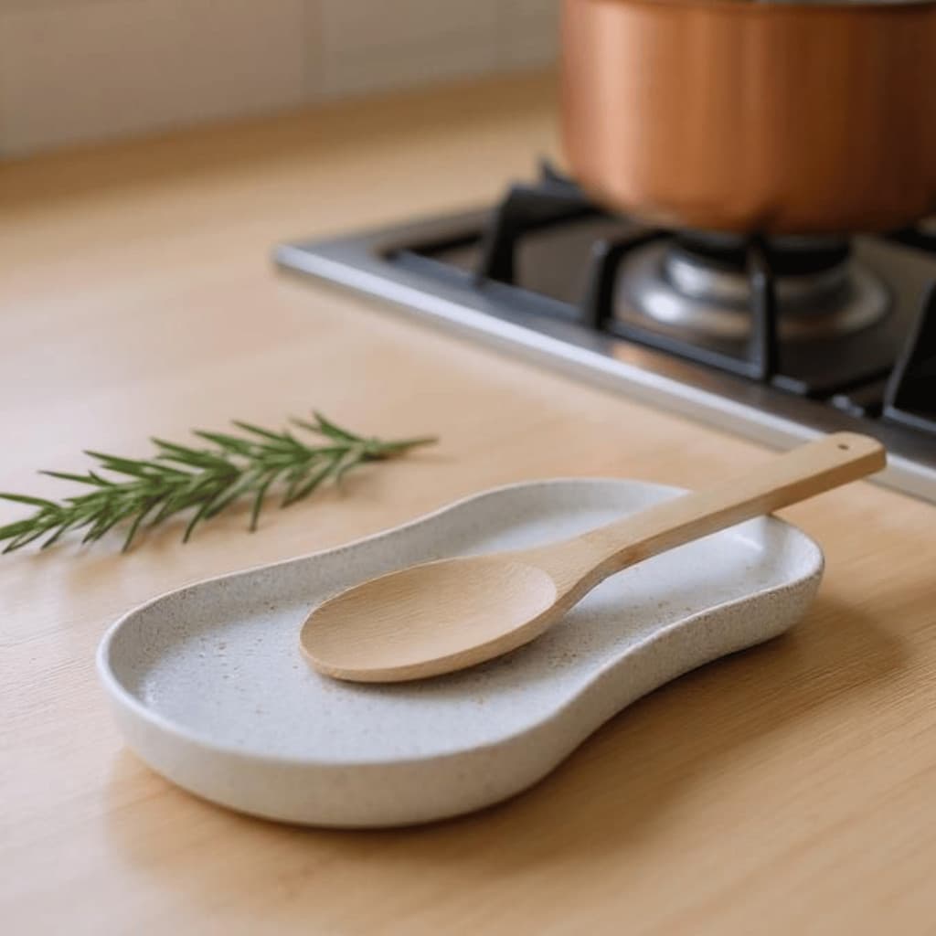 Suporte Apoio Colheres Bancada Cozinha Descanso Colher Organizador Concha Talheres