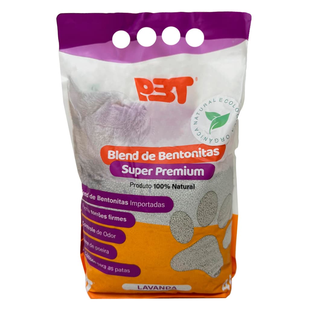 Bentonita Areia Sanitária Gatos 4kg Biodegradável P3T  - Lavanda