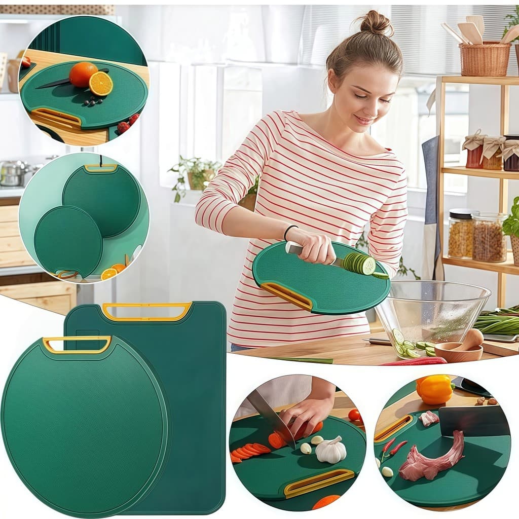 Kit Tábua Corte Polietileno De Redondo Quadrado Antibacteriana Prova para Carne Legumes