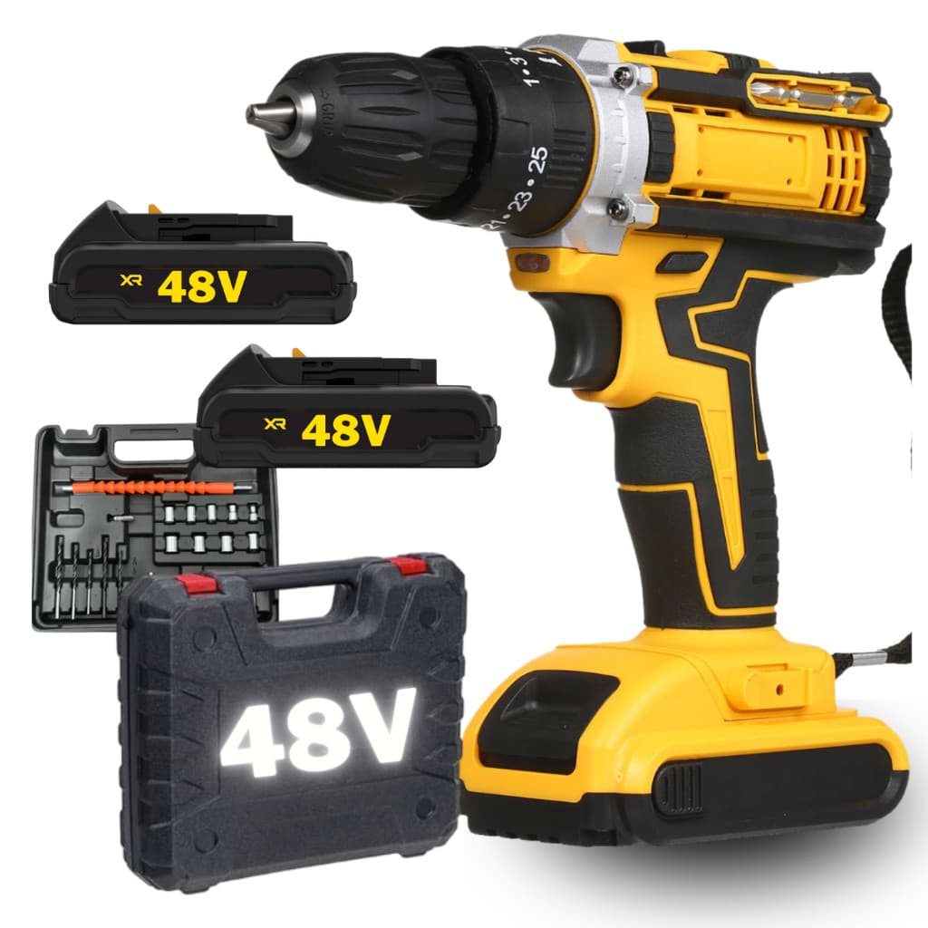 Parafusadeira Furadeira com 2 Baterias de 48v  Maleta e Acessórios Completo PROMOCAO