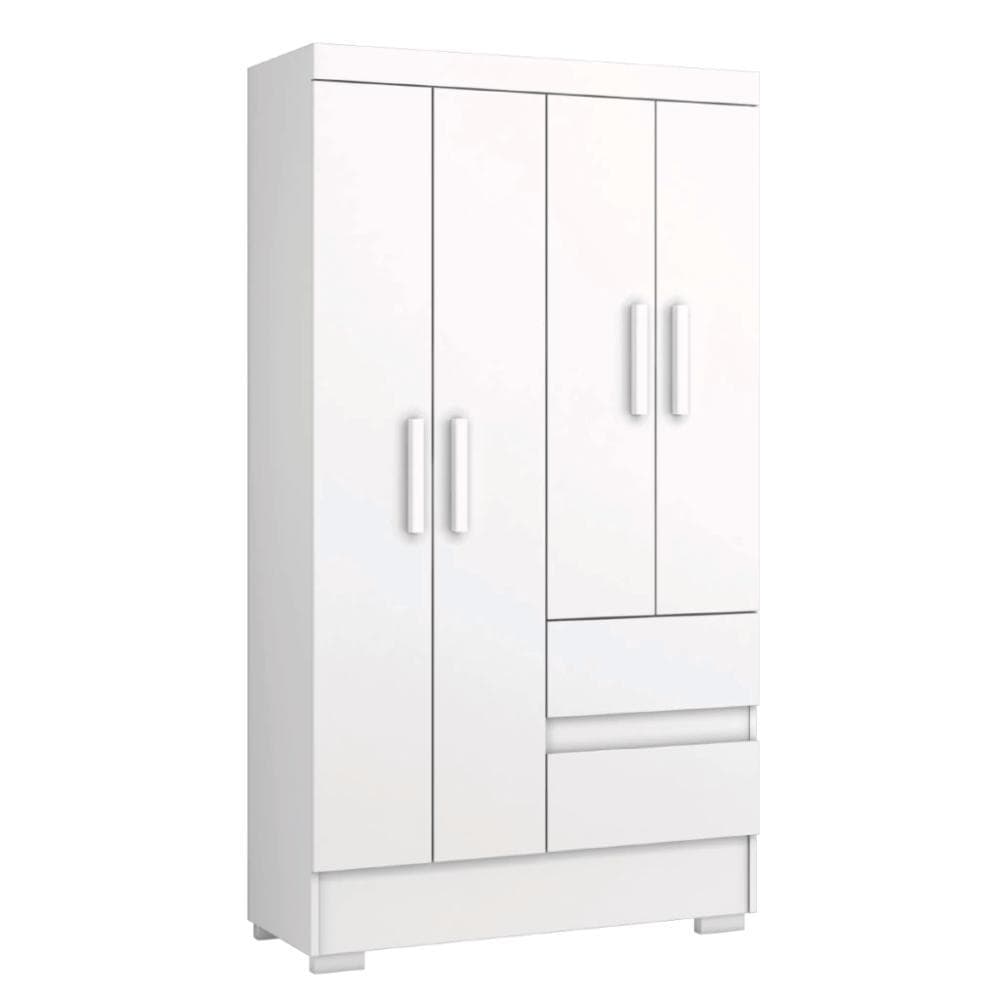 Guarda Roupas Solteiro Juvenil 4 Portas 2 Gavetas Branco Coimbra Aramóveis