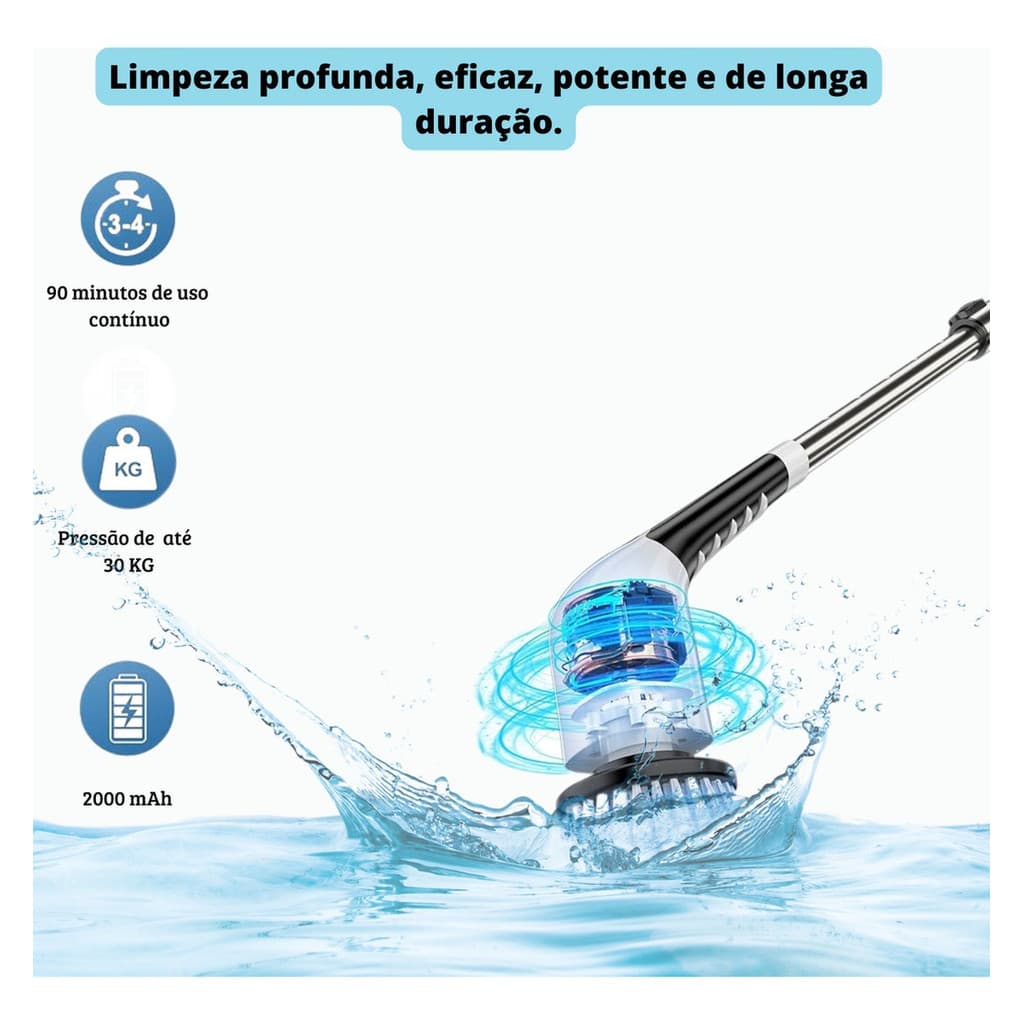 Mop Automatico Elétrico 9 Em 1 Escova Esfregão Limpeza Com Força Giratório 360º