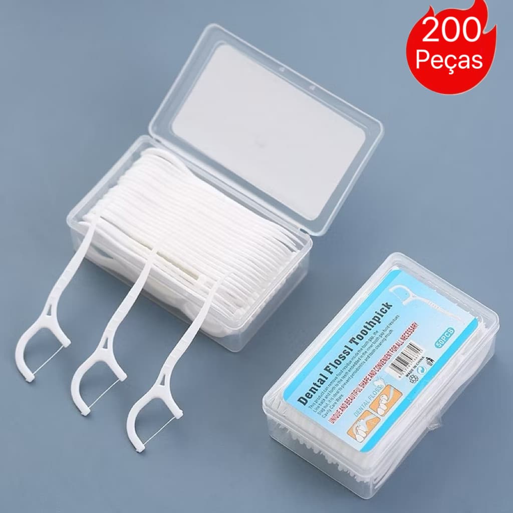 Kit 200/300 Unidades Fio Dental Infantil em Arco Ultra Fino para Limpeza Bucal Eficaz