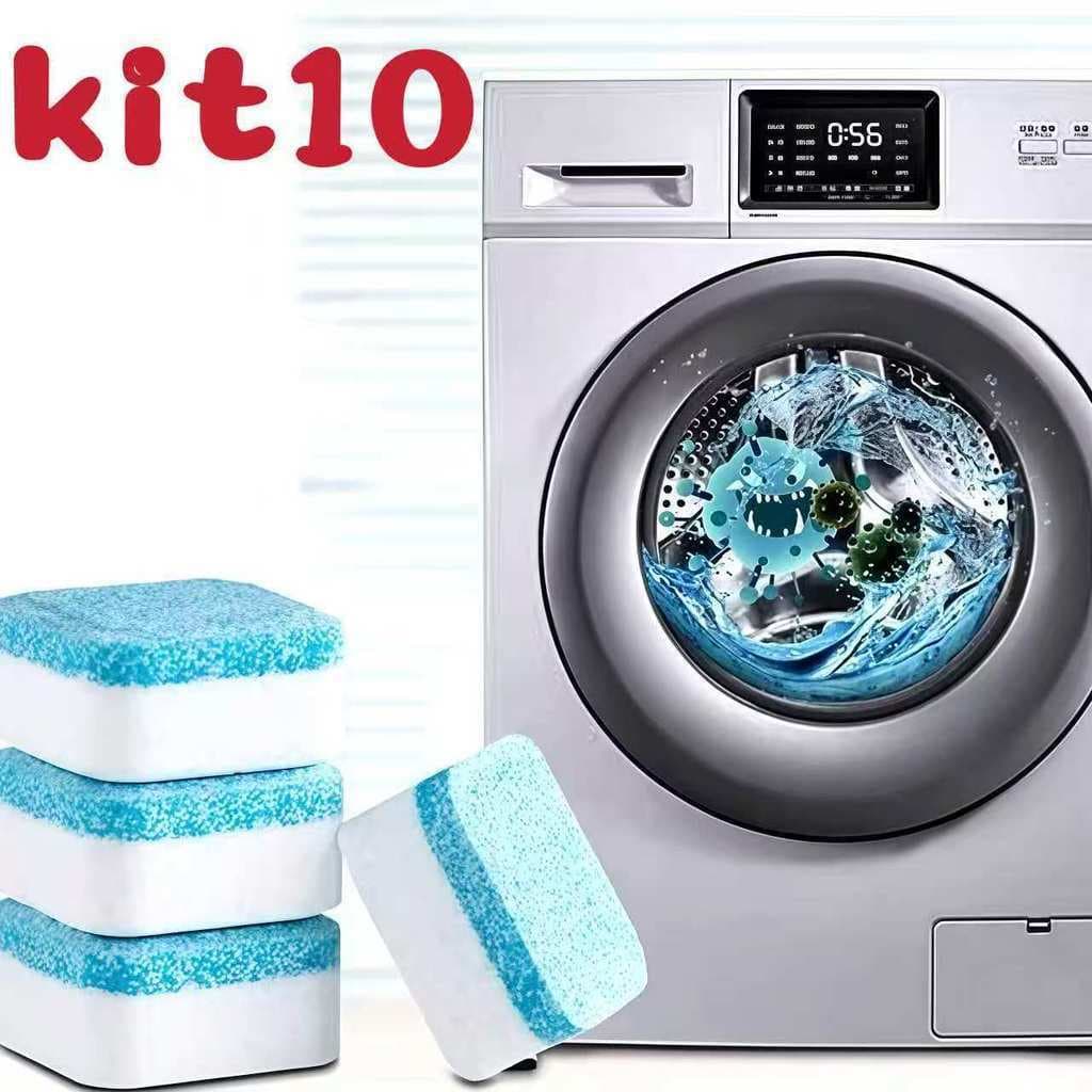 Kit 10 Limpador de máquina de lavar, comprimido efervescente sólido para remover manchas ANJGG