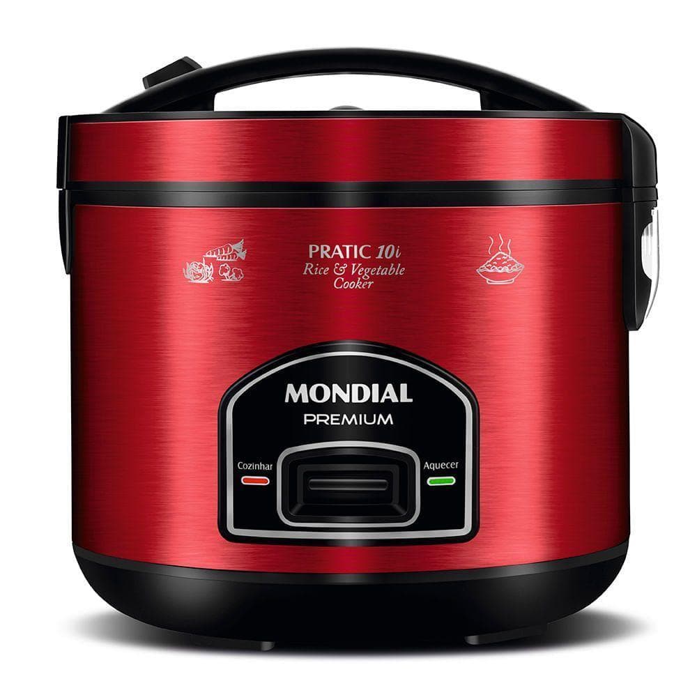 Panela Elétrica Mondial Pratic 10i Pe-46-10x Panela Elétrica De Arroz-127v-vermelho/inox