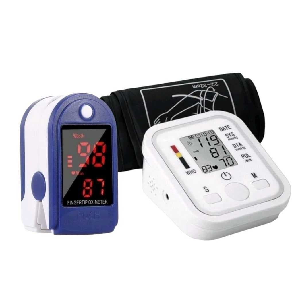 Oximetro Kit De Dedo + Aparelho De Pressão Arterial De Braço