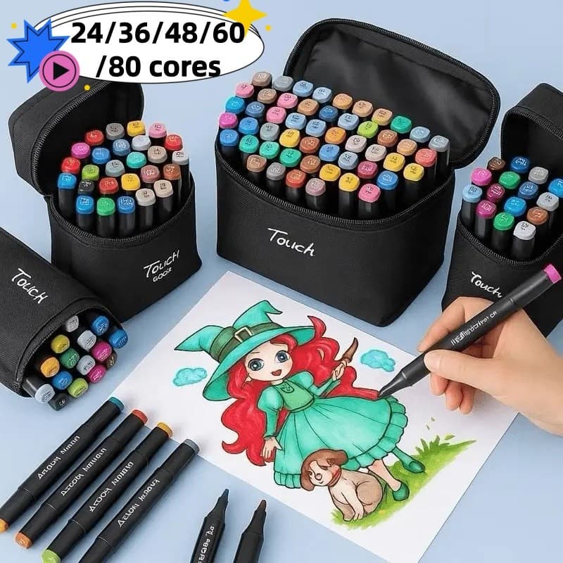 24/36/48/60/80 peças Caneta Marcadora De Ponta Dupla Estudantes para Arte/Aquarela/Material Escolar/Escritório