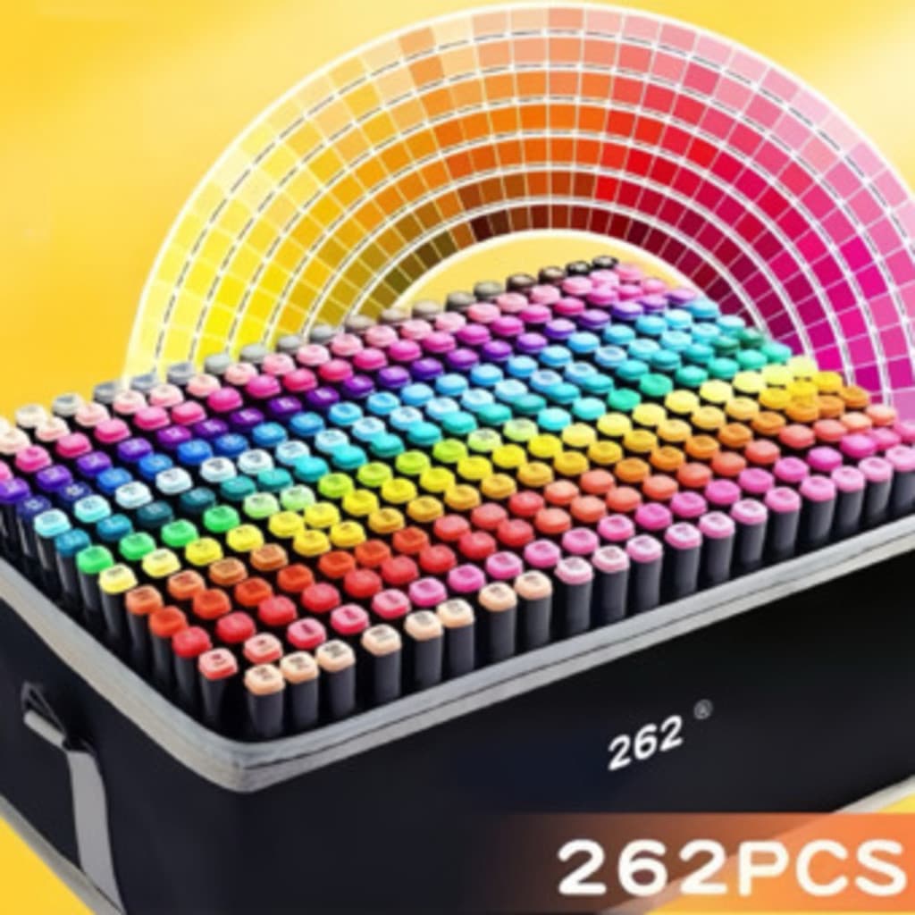 262 conjunto de canetas aquarela marcador de duas cabeças cor à base de óleo de secagem rápida