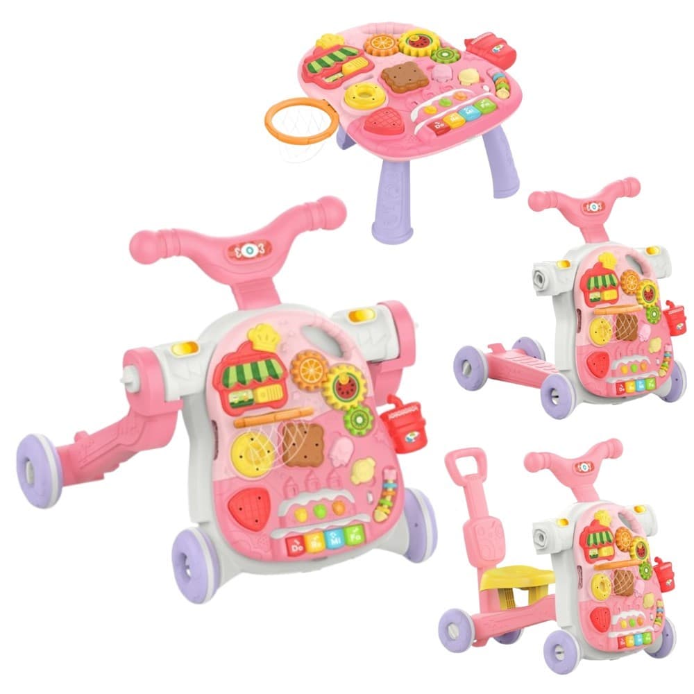 Andador Multifuncional 4 em 1 para Bebês Rosa Yuupi