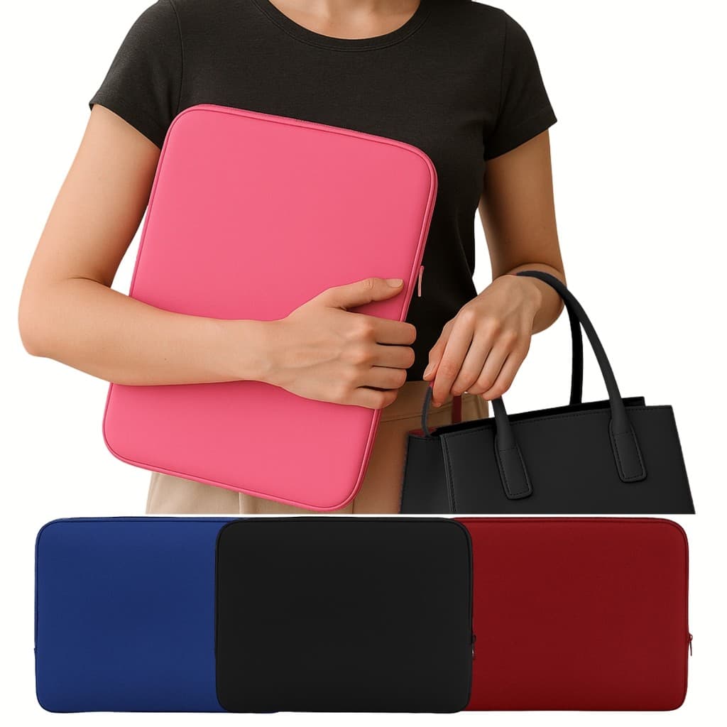 Case para Notebook 13" 15,6" 14" 17" Compacta Lisa Resistente a Água Zíper de Metal