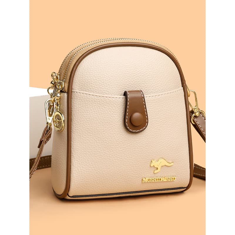 Genuíno couro genuíno saco do telefone móvel feminino 2026 novo estilo moda Crossbody saco All-Match bolsa de ombro Vert