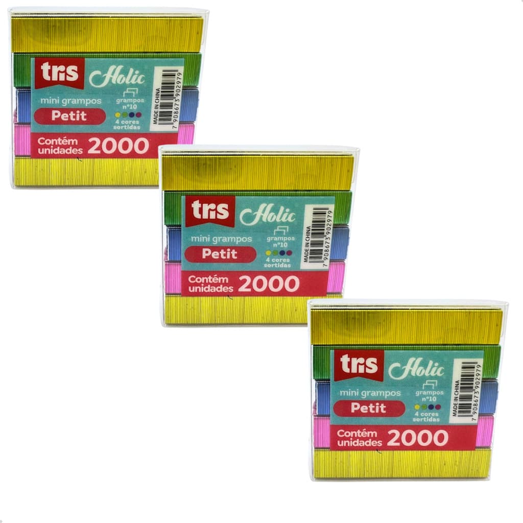 Grampo Colorido Para Grampeador Tris Holic 6.000 Grampos Número 10