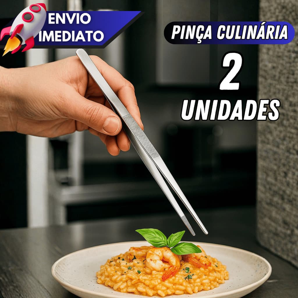 Kit 1/2 Pinças Culinárias Profissionais 30cm Aço Inox Antideslizante Chef Barman Bartender Restaurante Cozinha