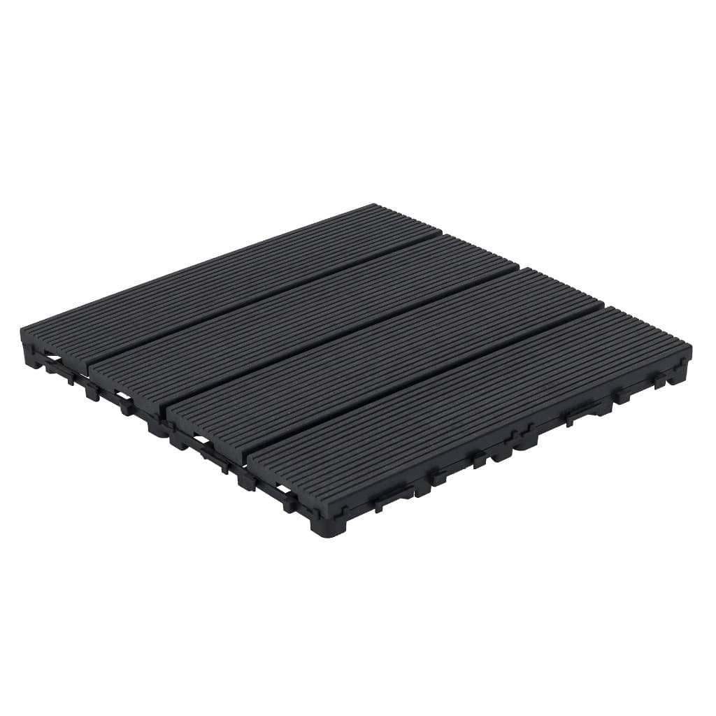 Kit Deck Modular Plástico Listrado 30x30cm Preto Premium