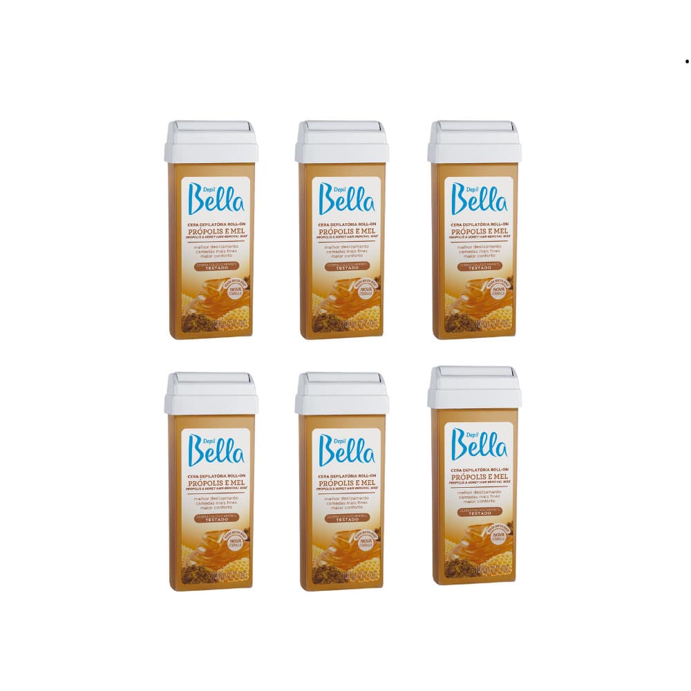 Kit Cera Depil Bella Roll-on Própolis e Mel 6 unidades