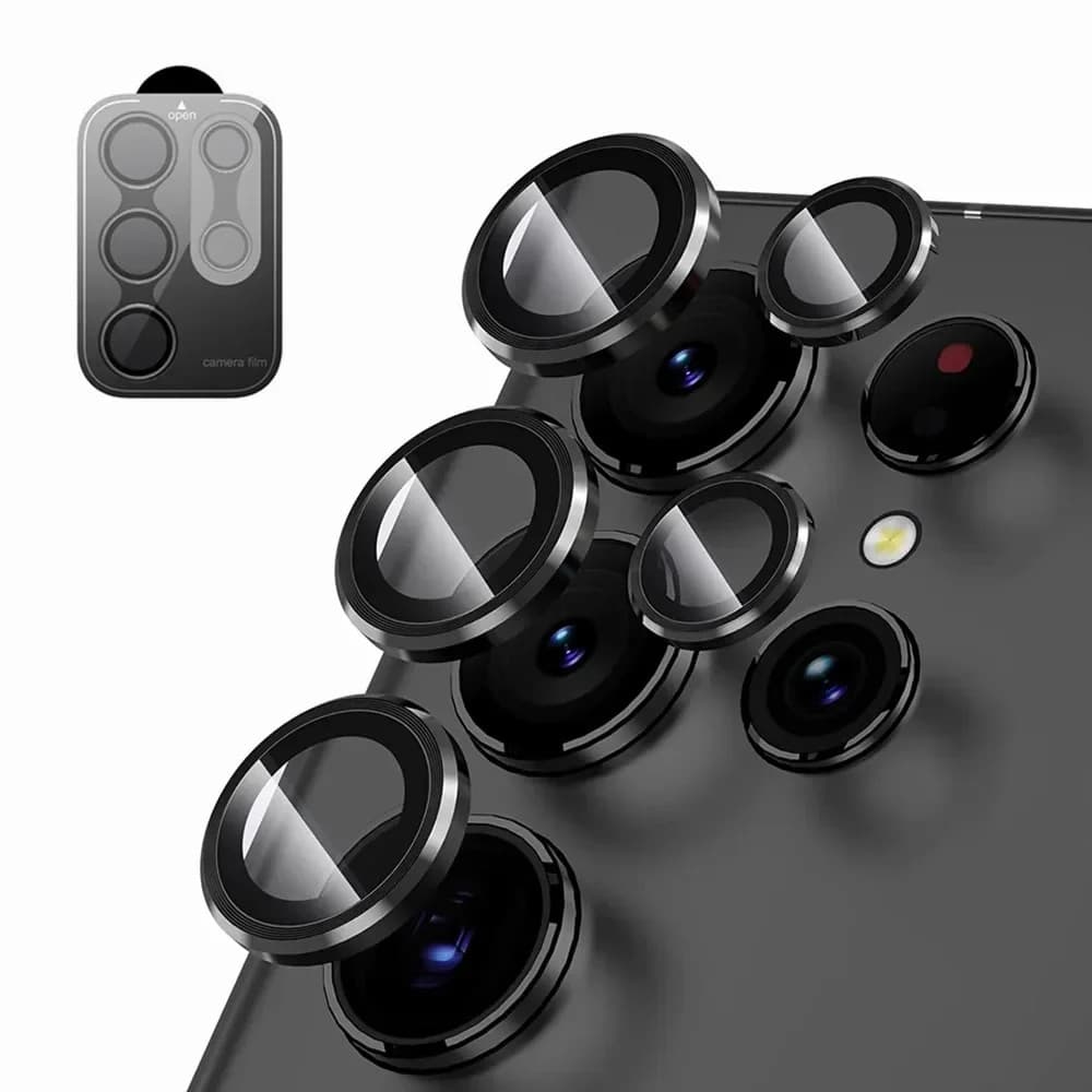 Protetor De Lente De Câmera Para Samsung Galaxy S25 Edge S24 FE ultra S24 S23 Filme De Vidro Temperado Anel De Liga De T
