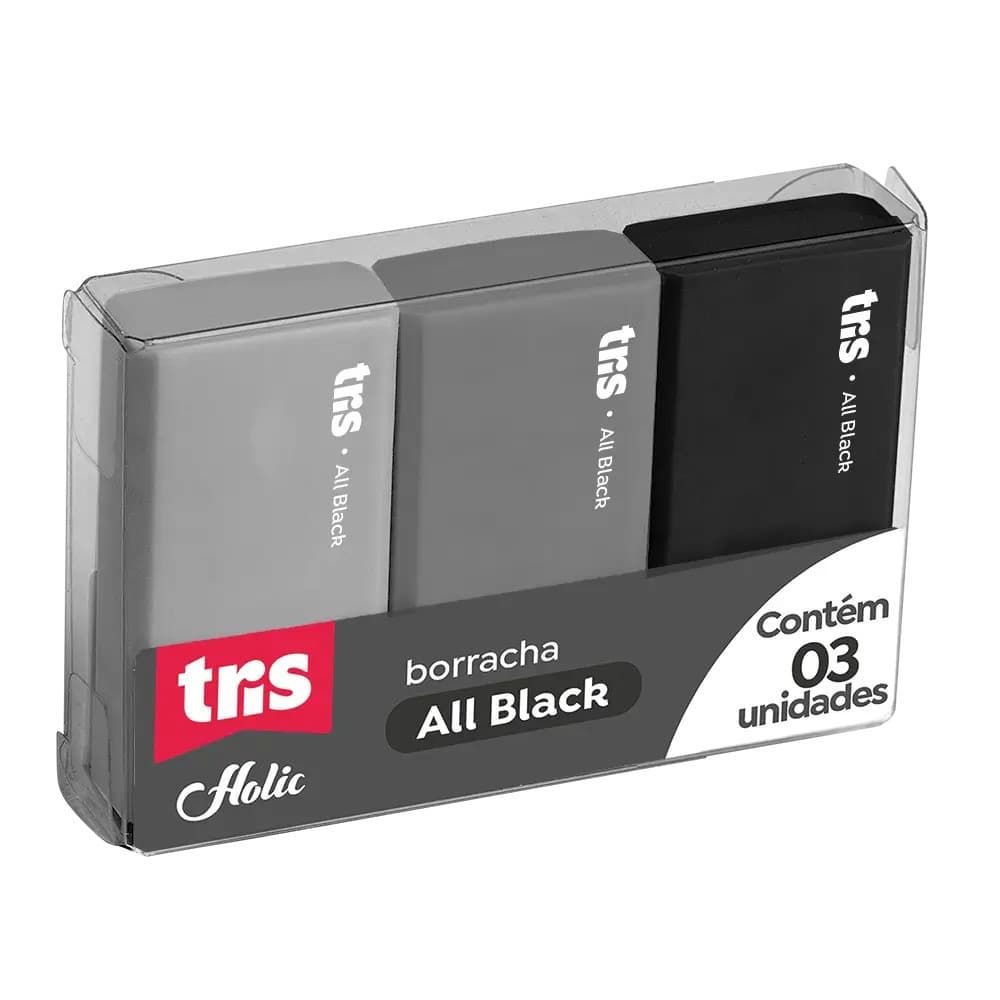 Borracha Tris Holic All Black Estojo c/ 3 unidades