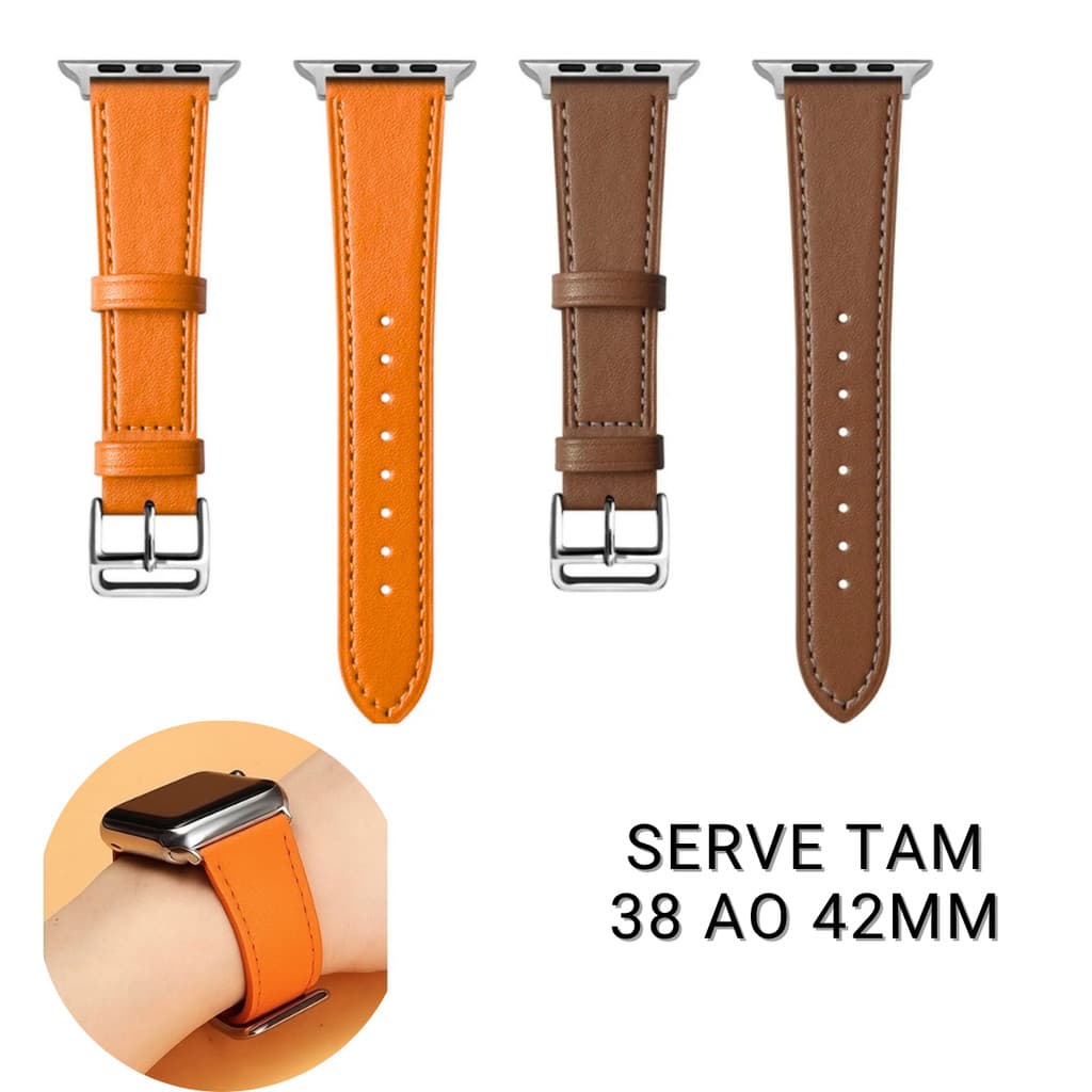 Pulseira Smartwatch Couro Premium Classico Compatível 38mm 40mm 41mm 42mm W10 Mini W11 Mini