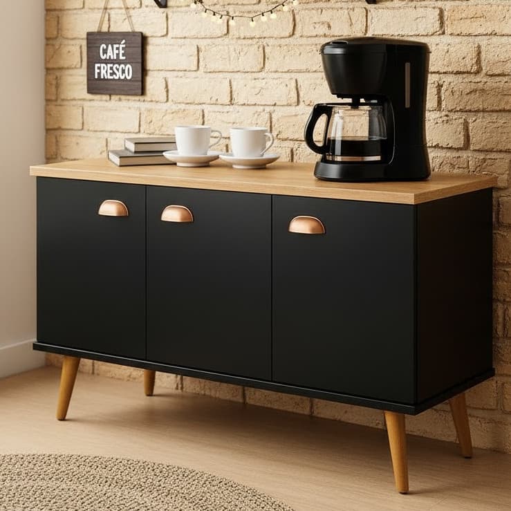 QUEIMA DE ESTOQUE - Buffet Balcão com 3 Portas e 1 Prateleira Multiuso - p/ Sala Estar ou Escritório