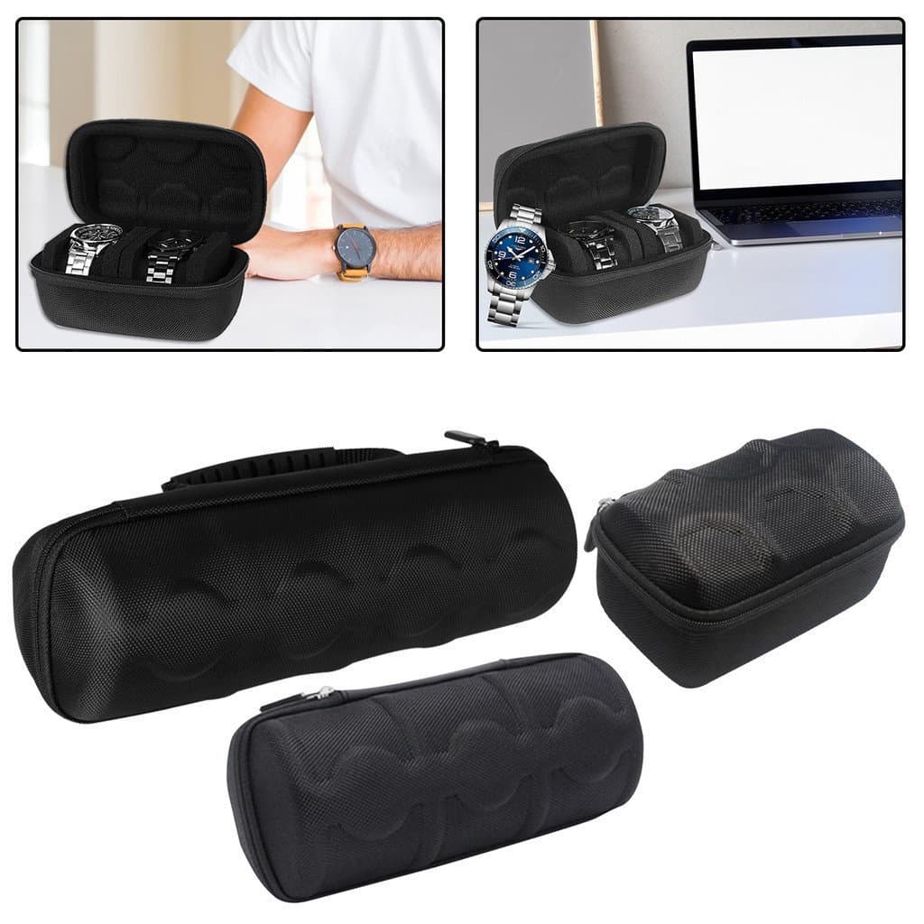 Caixa De Armazenamento De Relógio Portátil 2/3/4 Slots , Estojo De Transporte De Viagem Com Zíper Exclusivo À Prova D'ág