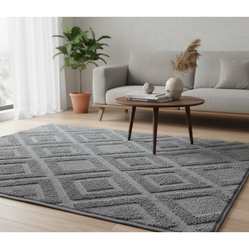 Tapete veludo  pelo baixo geométrico sala  2,00x1,40 facil de limpar grand