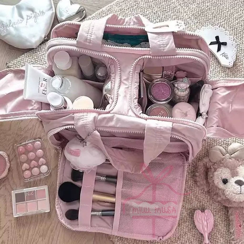 Bolsa de Maquiagem e Toalete Portátil de Grande Capacidade,para viagem, armazenamento