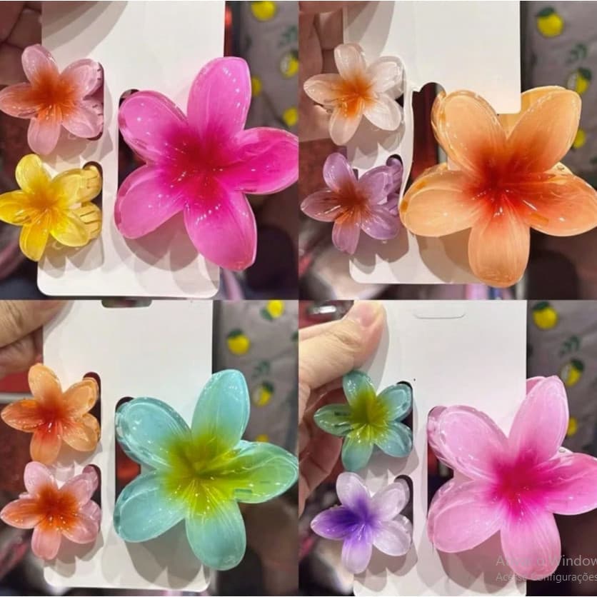 Kit 3 Grampo De Cabelo De Feriado De Praia Acessórios Piranha de Flor Presilhas para Cabelo Feminino