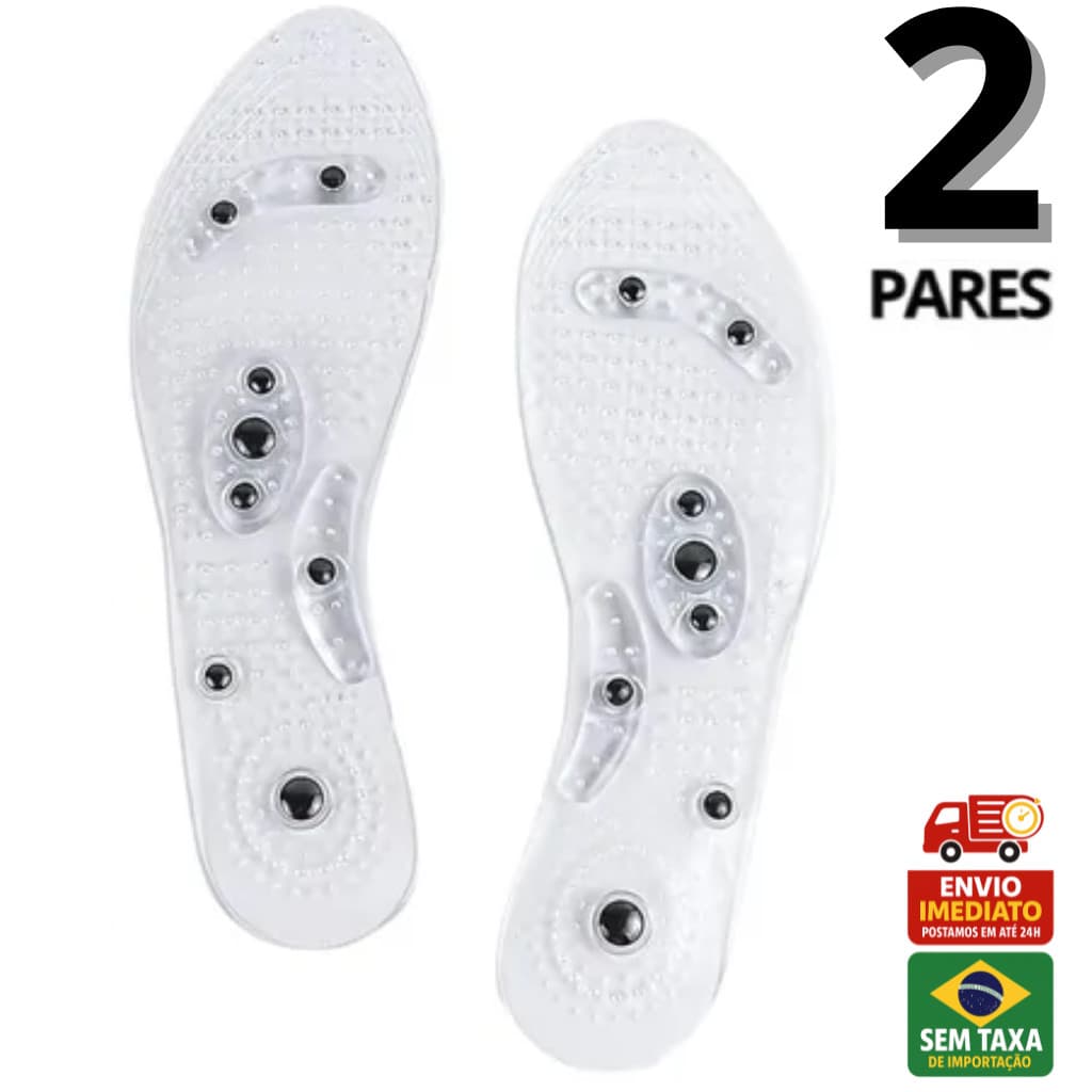2 Pares Palmilha Gel Magnética Massagem Infravermelho c/ Imã Do-in Ortopédica Anti Dor Esporão