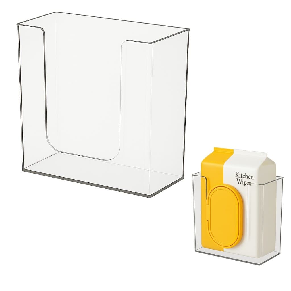 Suporte Parede Porta Lenços Toalhas Umedecidas Em Acrilico com fita dupla face