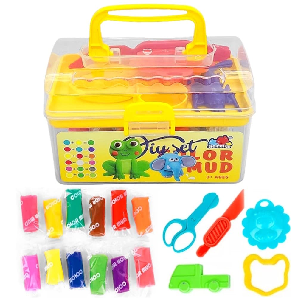 Maleta de Brinquedo com 12 Massinhas e 6 Acessórios de Modelar Infantil Educativo