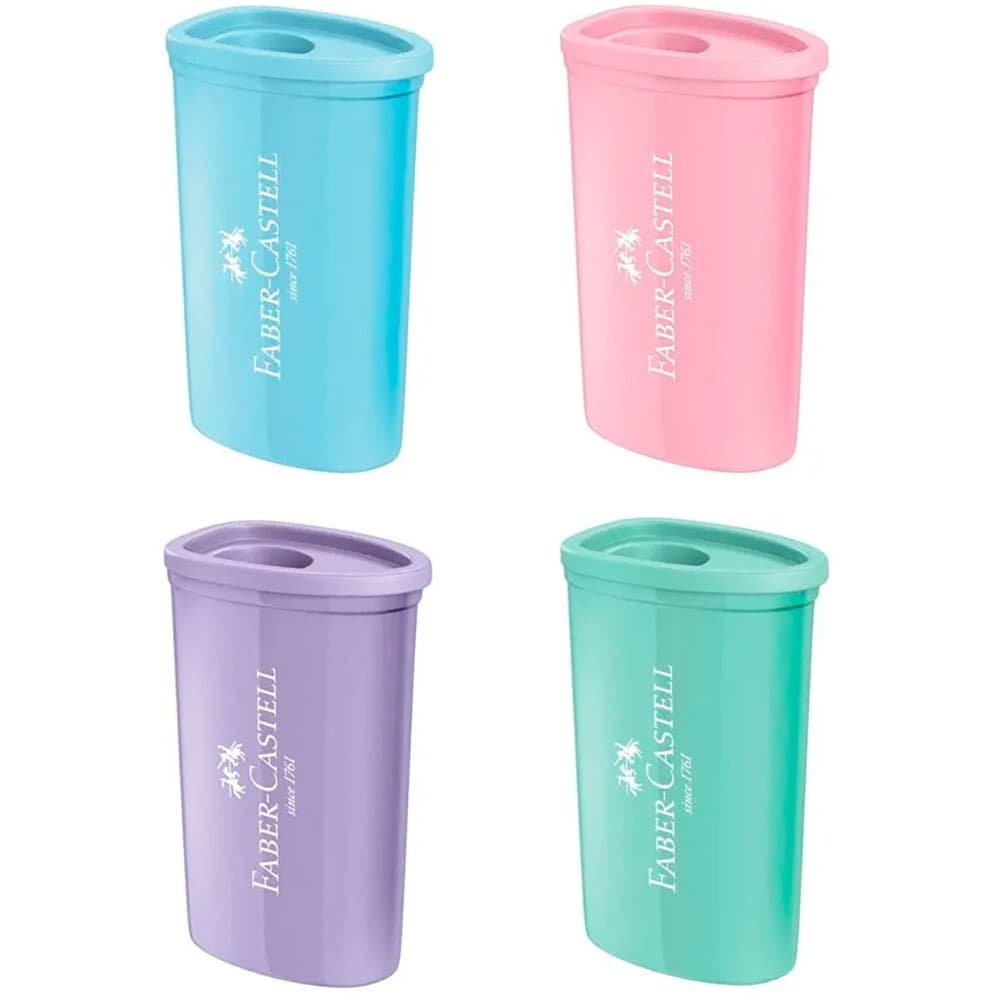 Kit Apontador Triangular Tom Pastel com Depósito 4 Unidades Sortidadas - Faber Castell | Apontadores | Cores Pastéis