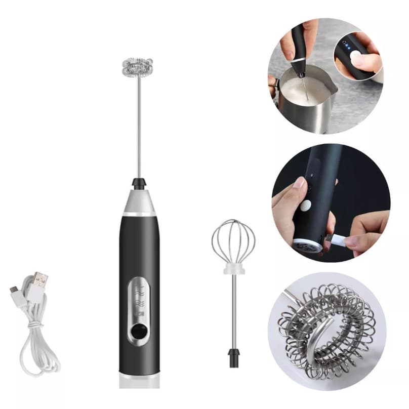 Misturador de Bebidas Recarregável USB mini mixer mexidor de cafe mexidor de cozinha - Aço Inox