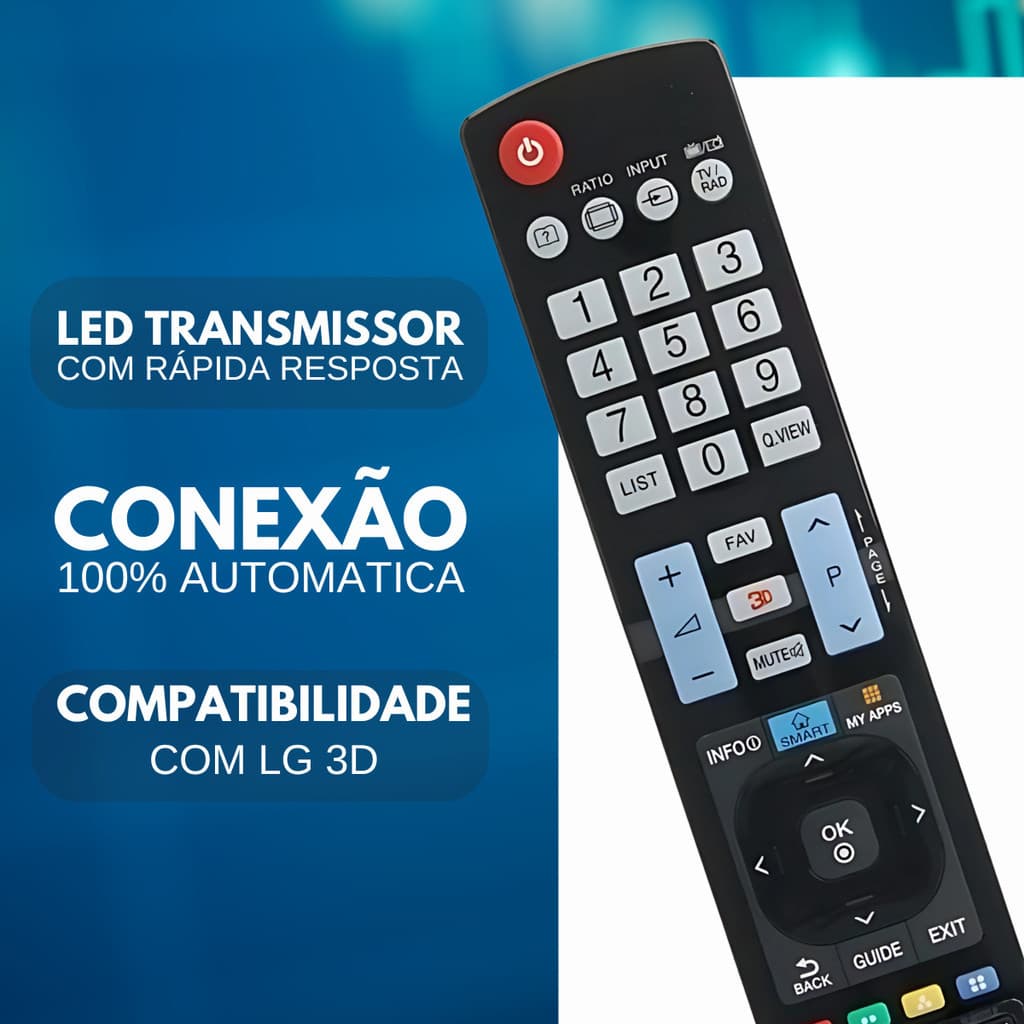 Controle Remoto Genérico LG 3D LE-7485 - Compatível com TVs LED, LCD e 3D Envio Imediato