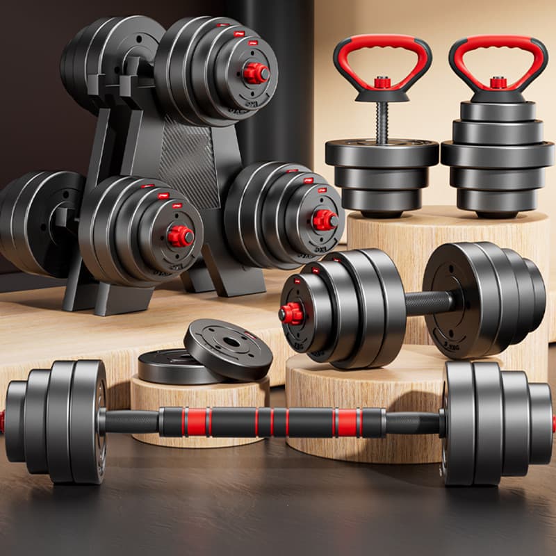 Kit Treino Funcional 15kg Halteres Barra Supino Kettlebell Preto