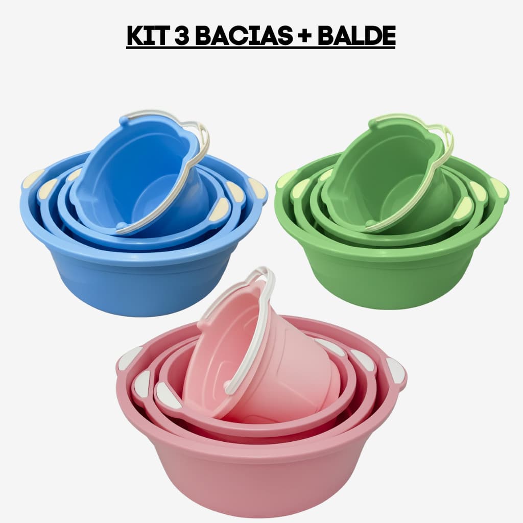 Kit de Bacia com balde lavanderia conjunto casa uso doméstico reforçada com borda grande