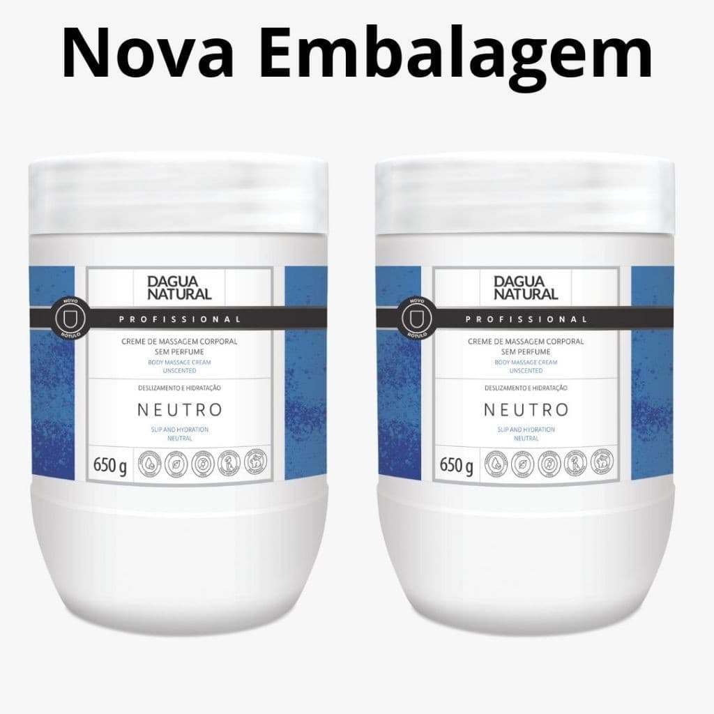 Kit com 2 Cremes de Massagem Neutro Sem Perfume 650g –  D’água Natural