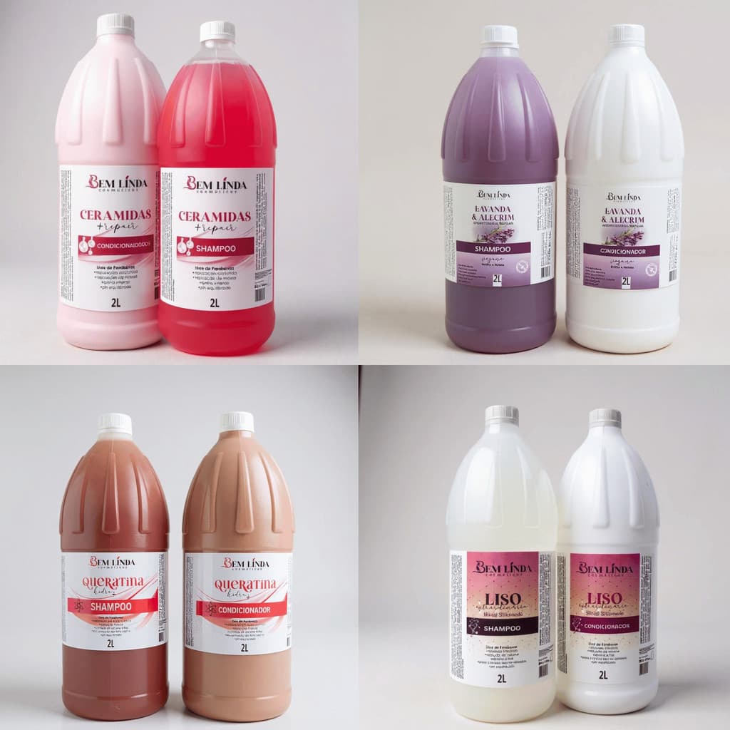 Kit 2 Litros Shampoo e Condicionador -Todos os Tipos de Cabelo Várias Fragrâncias Nutrição e Maciez