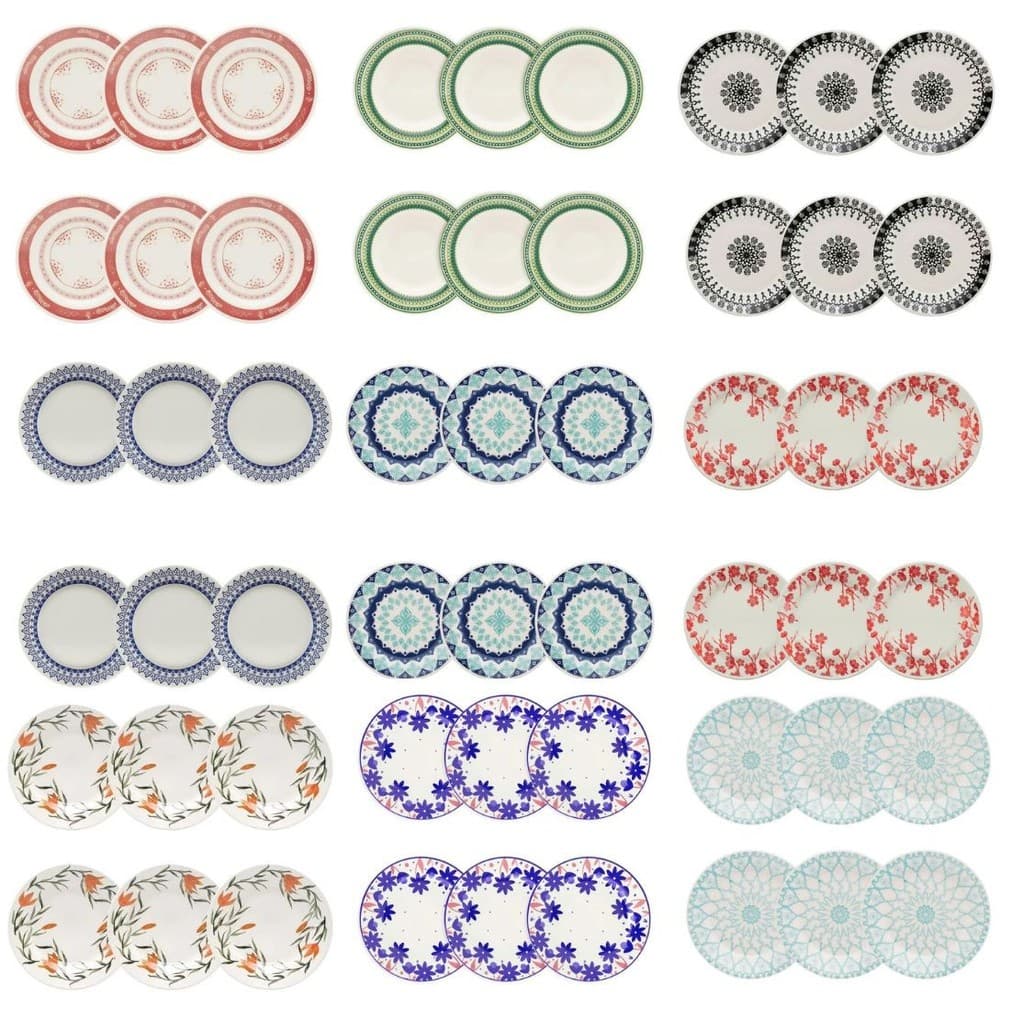 Jogo de Pratos de Sobremesa Cerâmica 6 peças 18cm Biona | Oxford