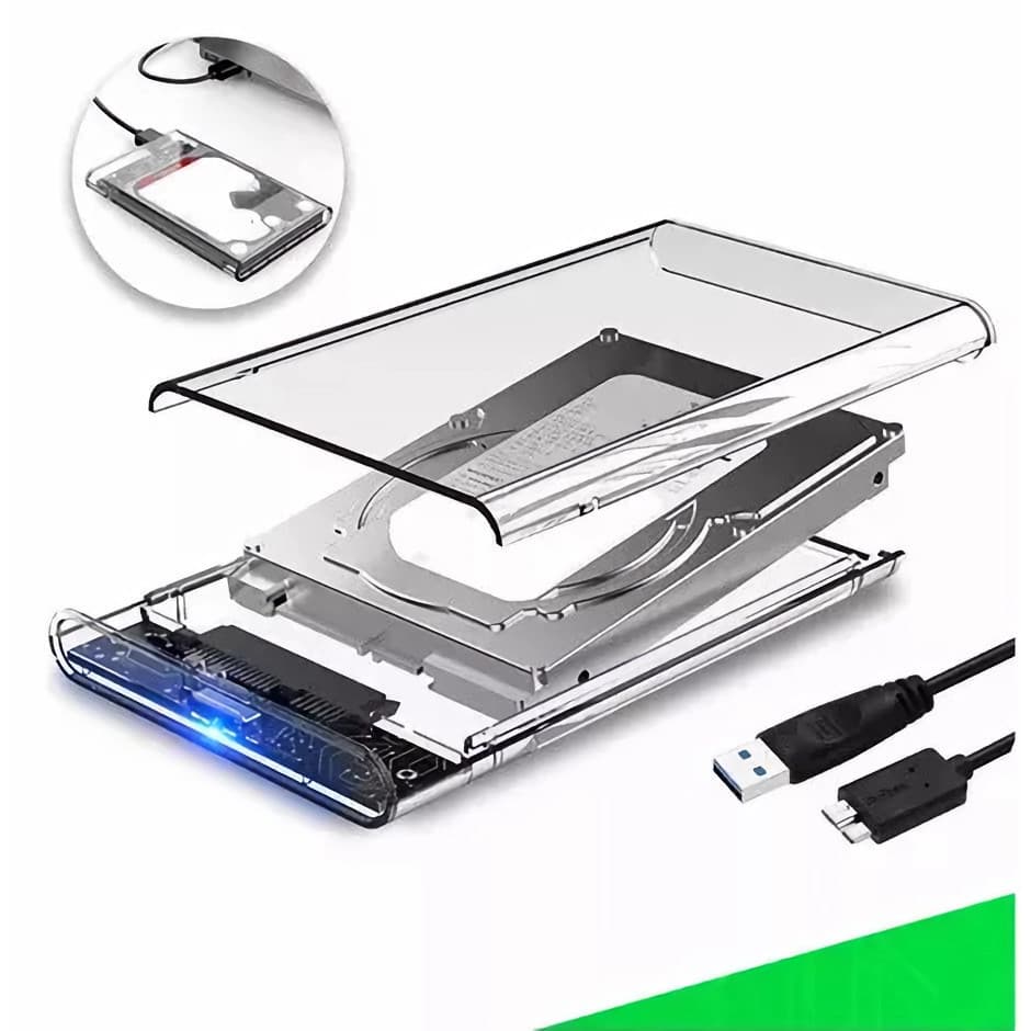 HD Externo 1TB Portátil USB 3.0 com Case Transparente para PC, PS4, Xbox e TV - Pronta Entrega (BR)