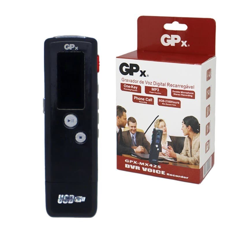 MINI GRAVADORA DE VOZ GPX-MX425 - 8 GB - 2160 HORAS
